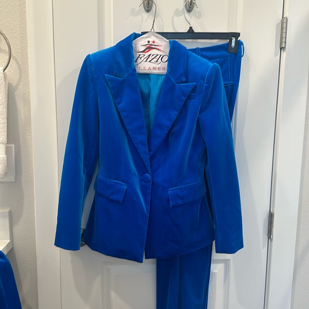 Velvet  Pant Suit - Royal Blue